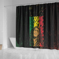 Reggae King Marley Shower Curtain Typeset Grunge Style