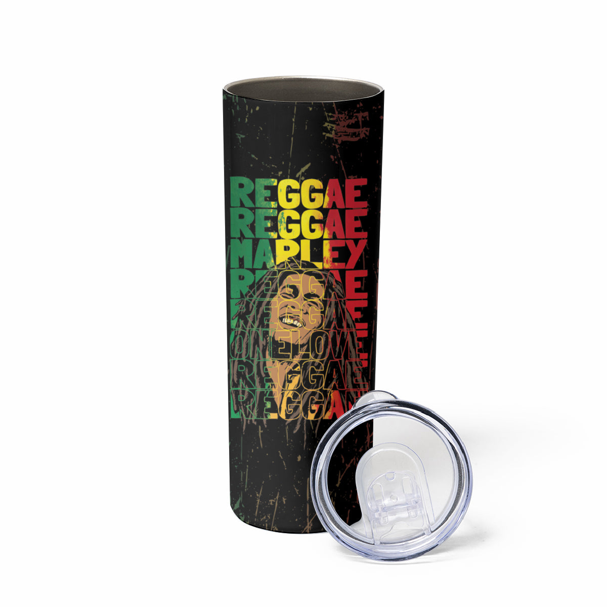 Reggae King Marley Skinny Tumbler Typeset Grunge Style - Wonder Print Shop
