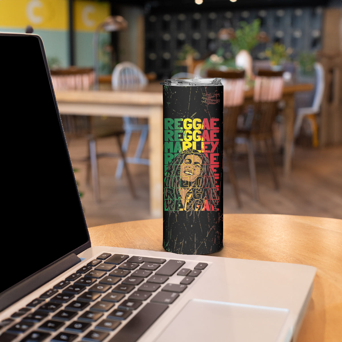 Reggae King Marley Skinny Tumbler Typeset Grunge Style - Wonder Print Shop
