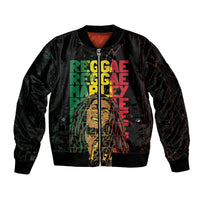 Reggae King Marley Sleeve Zip Bomber Jacket Typeset Grunge Style - Wonder Print Shop