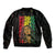 Reggae King Marley Sleeve Zip Bomber Jacket Typeset Grunge Style - Wonder Print Shop