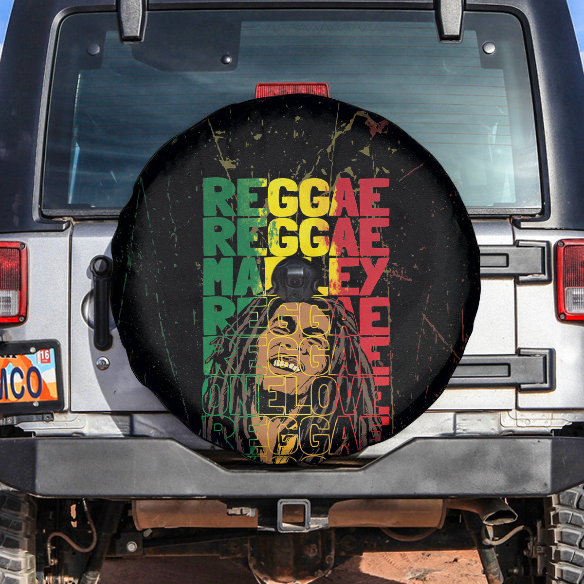 Reggae King Marley Spare Tire Cover Typeset Grunge Style