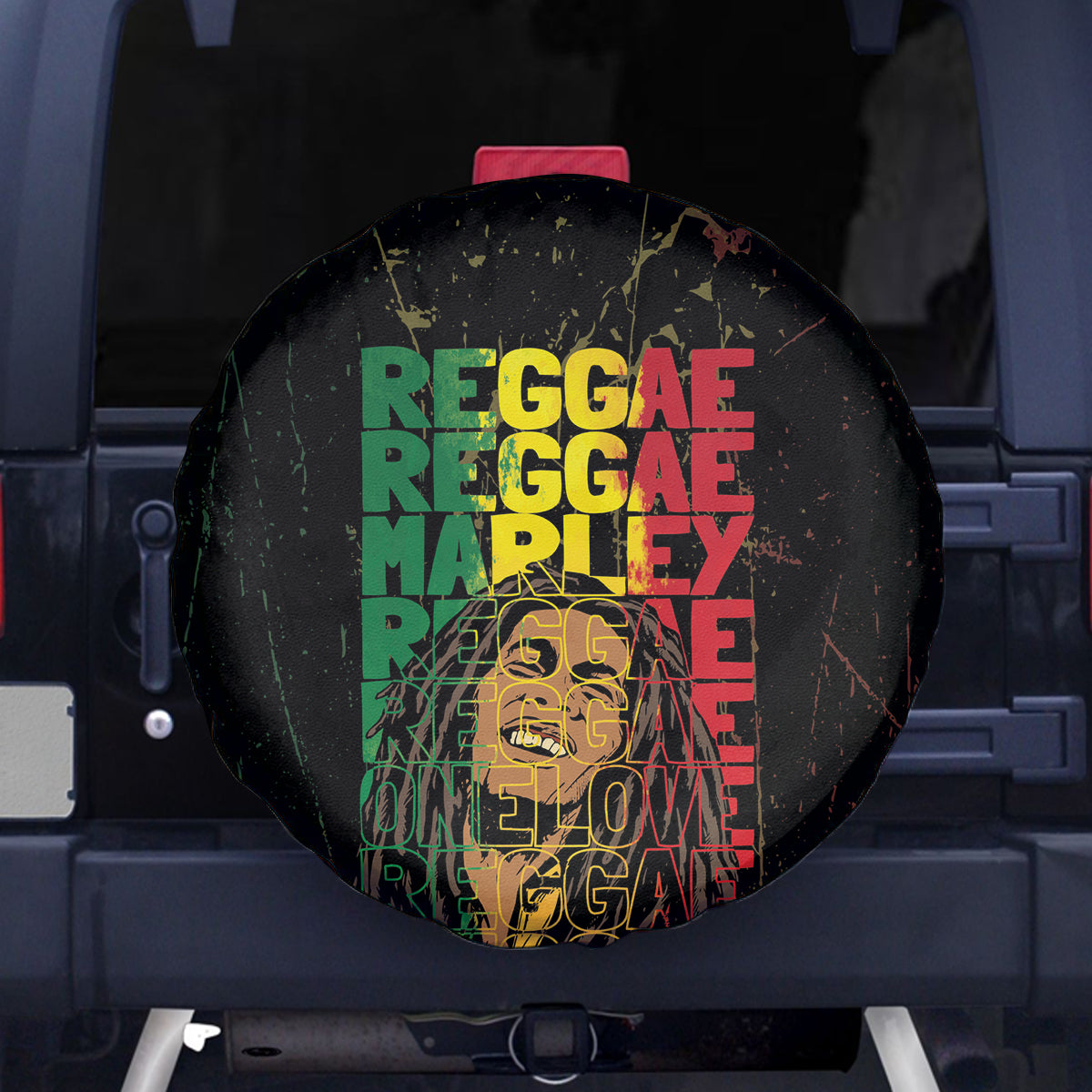 Reggae King Marley Spare Tire Cover Typeset Grunge Style - Wonder Print Shop