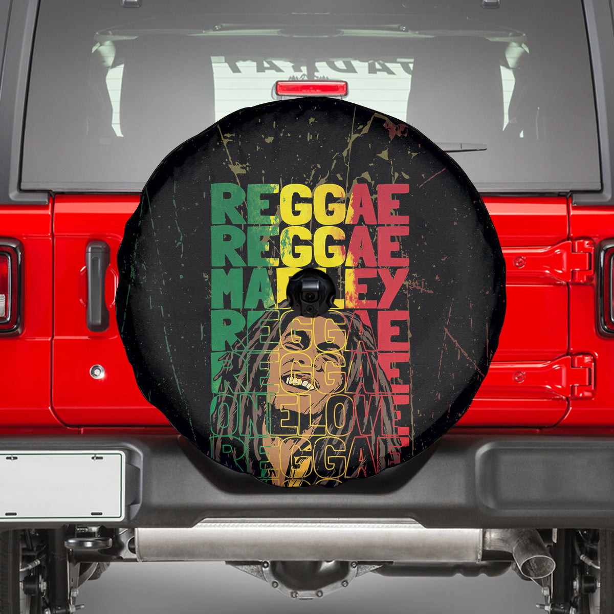 Reggae King Marley Spare Tire Cover Typeset Grunge Style - Wonder Print Shop