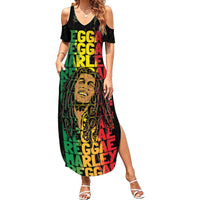 Reggae King Marley Summer Maxi Dress Typeset Grunge Style - Wonder Print Shop
