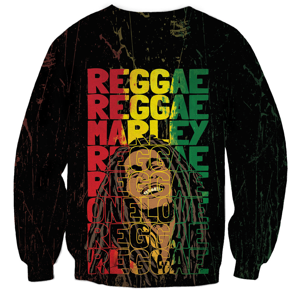 Reggae King Marley Sweatshirt Typeset Grunge Style - Wonder Print Shop