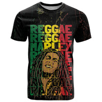 Reggae King Marley T Shirt Typeset Grunge Style - Wonder Print Shop
