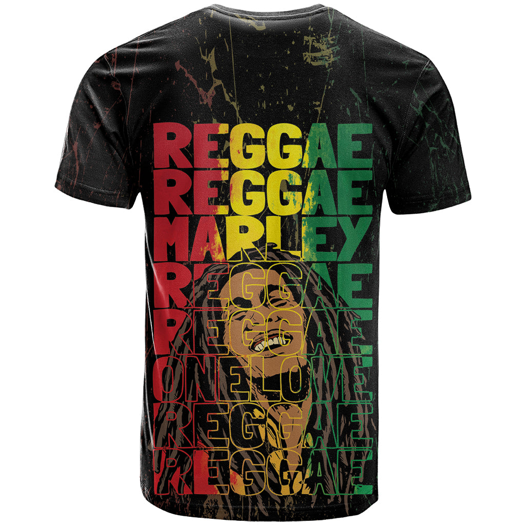 Reggae King Marley T Shirt Typeset Grunge Style - Wonder Print Shop