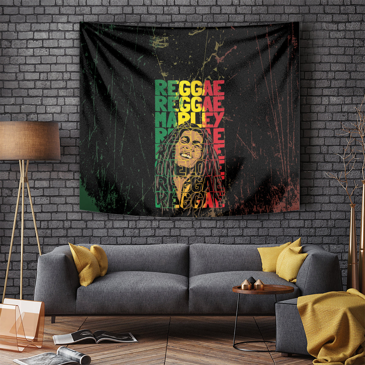 Reggae King Marley Tapestry Typeset Grunge Style - Wonder Print Shop