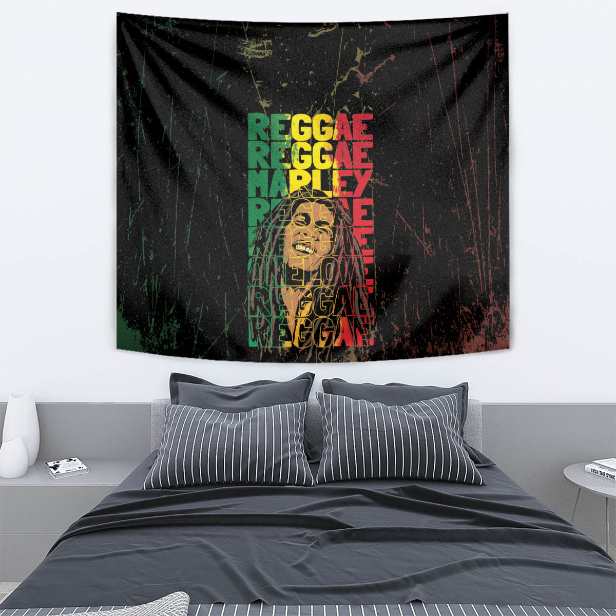 Reggae King Marley Tapestry Typeset Grunge Style - Wonder Print Shop