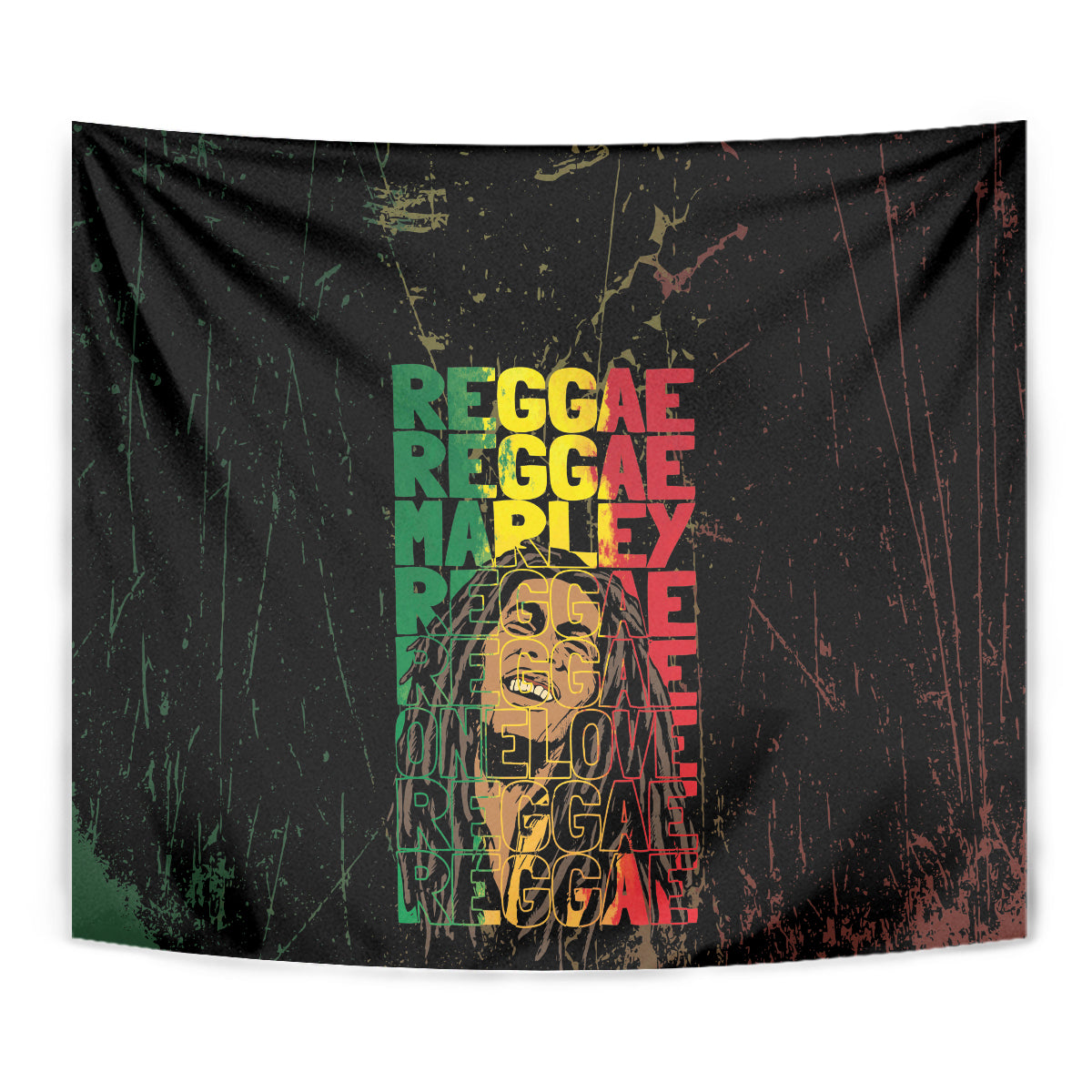 Reggae King Marley Tapestry Typeset Grunge Style - Wonder Print Shop