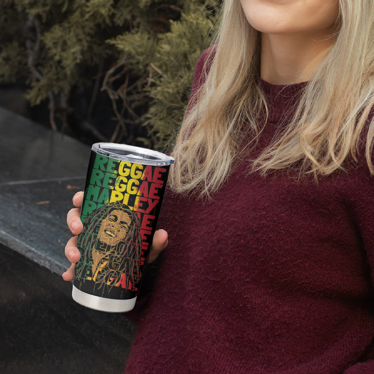 Reggae King Marley Tumbler Cup Typeset Grunge Style - Wonder Print Shop