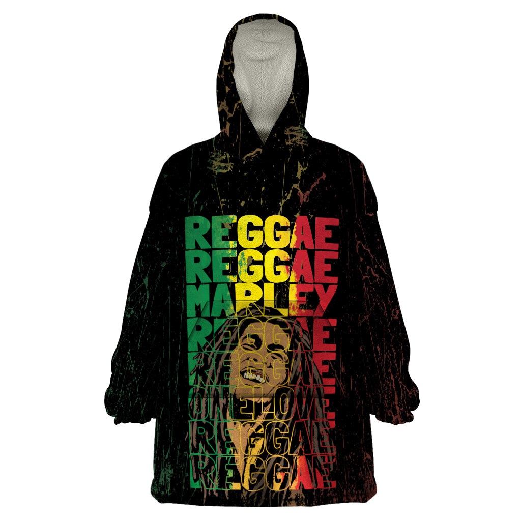 Reggae King Marley Wearable Blanket Hoodie Typeset Grunge Style - Wonder Print Shop