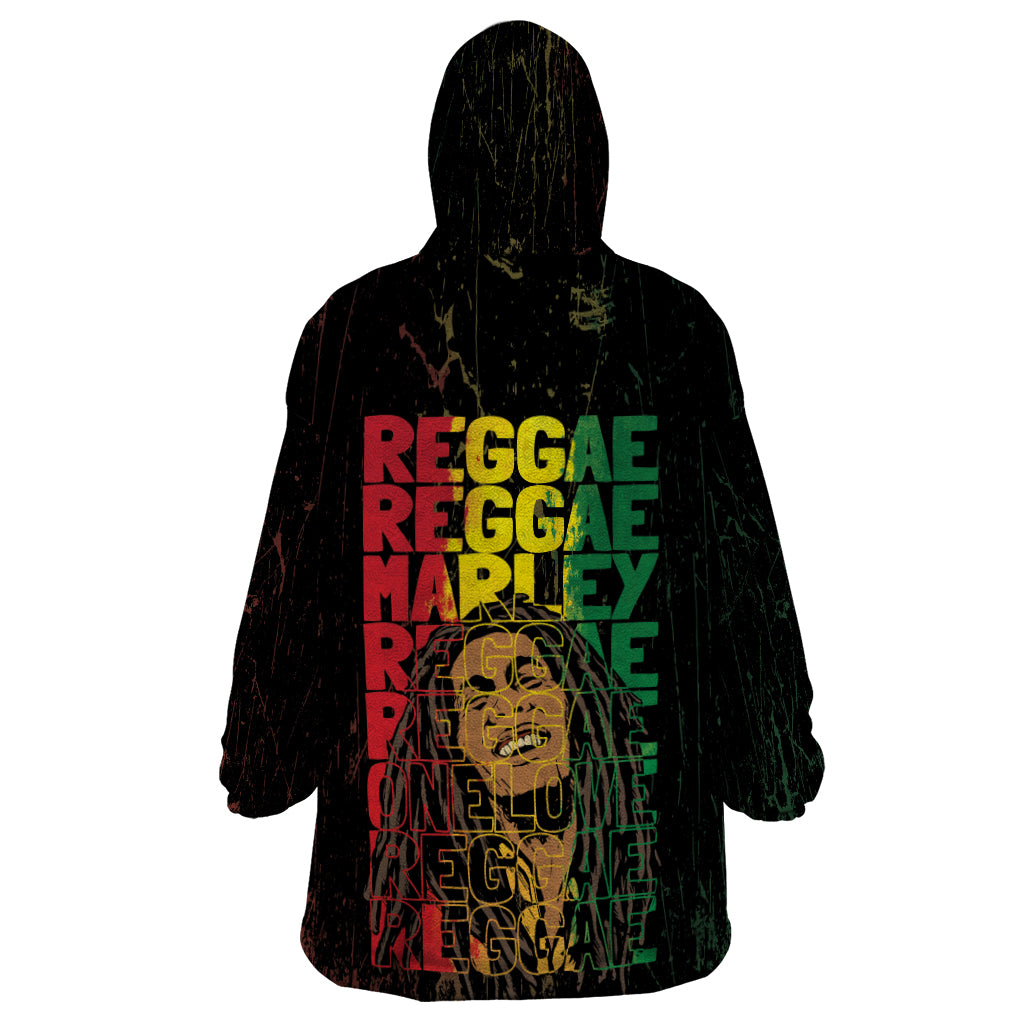 Reggae King Marley Wearable Blanket Hoodie Typeset Grunge Style - Wonder Print Shop