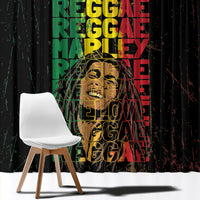 Reggae King Marley Window Curtain Typeset Grunge Style - Wonder Print Shop