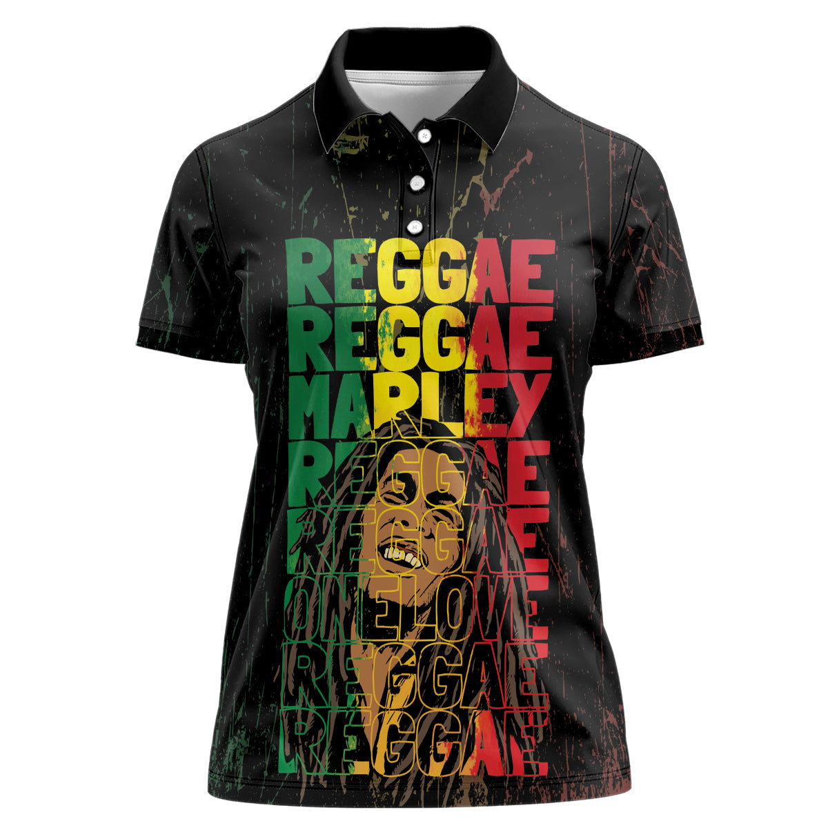 Reggae King Marley Women Polo Shirt Typeset Grunge Style - Wonder Print Shop