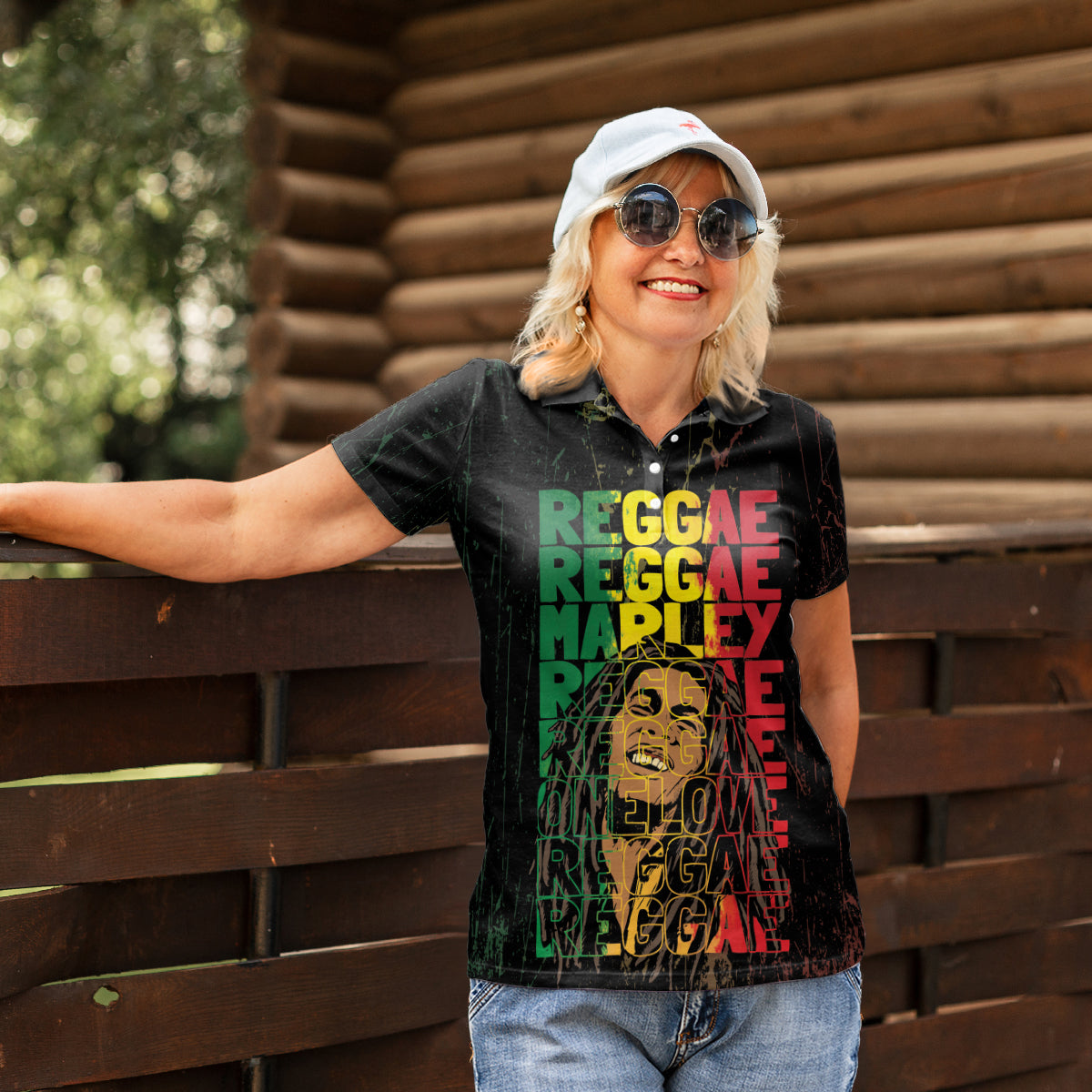 Reggae King Marley Women Polo Shirt Typeset Grunge Style - Wonder Print Shop