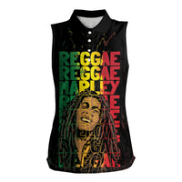 Reggae King Marley Women Sleeveless Polo Shirt Typeset Grunge Style - Wonder Print Shop