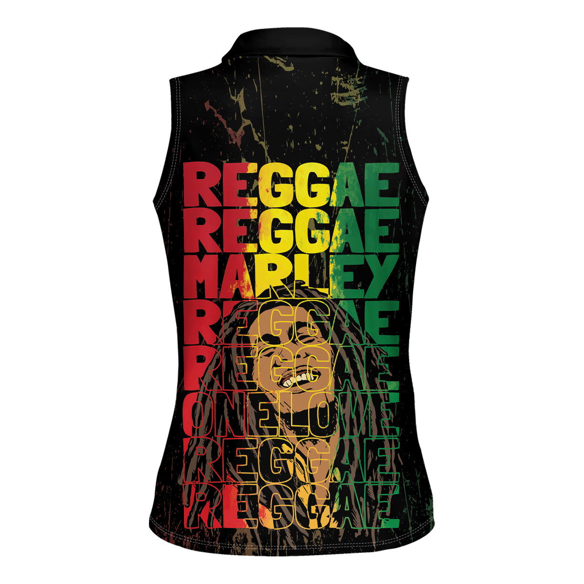Reggae King Marley Women Sleeveless Polo Shirt Typeset Grunge Style - Wonder Print Shop