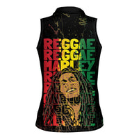 Reggae King Marley Women Sleeveless Polo Shirt Typeset Grunge Style - Wonder Print Shop