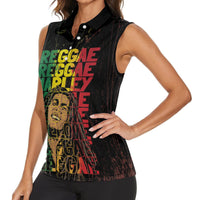 Reggae King Marley Women Sleeveless Polo Shirt Typeset Grunge Style - Wonder Print Shop