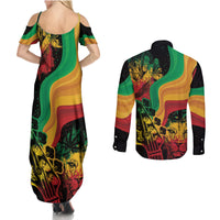 Reggae Day Couples Matching Summer Maxi Dress and Long Sleeve Button Shirt One Love One Heart LT7 - Wonder Print Shop