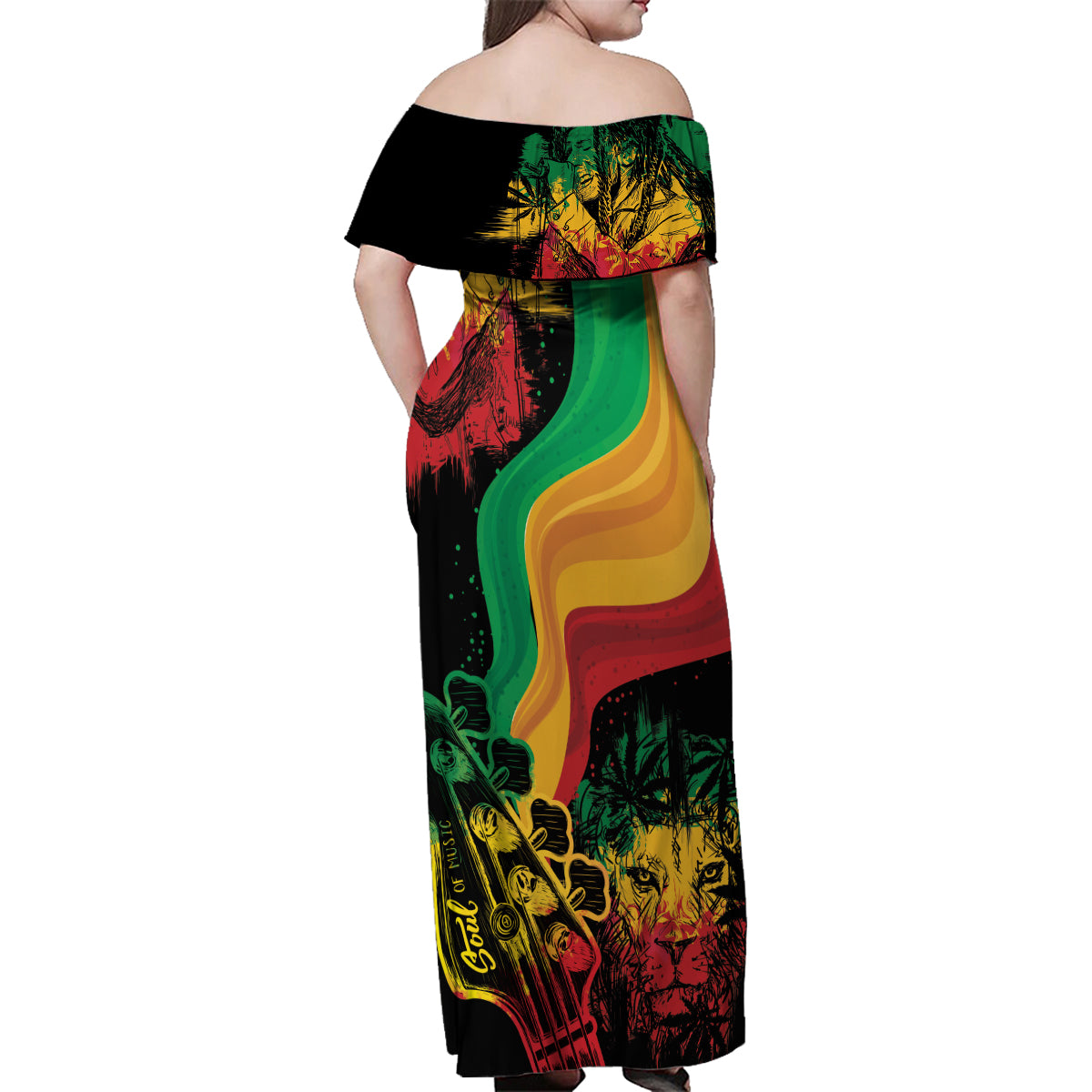 Reggae Day Family Matching Off Shoulder Maxi Dress and Hawaiian Shirt One Love One Heart LT7 - Wonder Print Shop