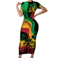 Reggae Day Family Matching Short Sleeve Bodycon Dress and Hawaiian Shirt One Love One Heart - Wonder Print Shop