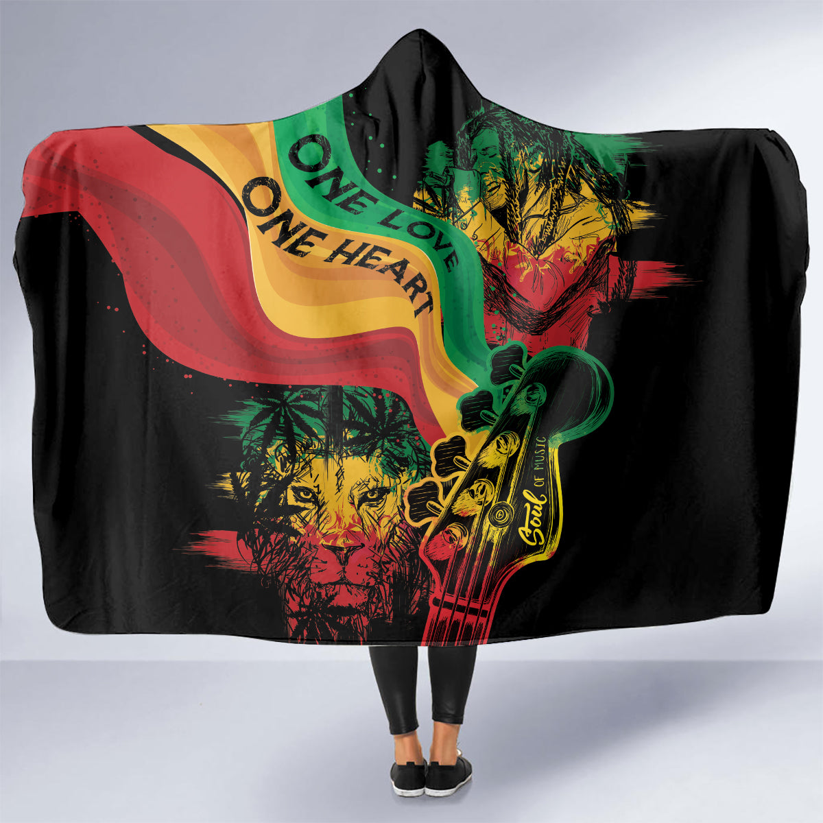 Reggae Day Hooded Blanket One Love One Heart