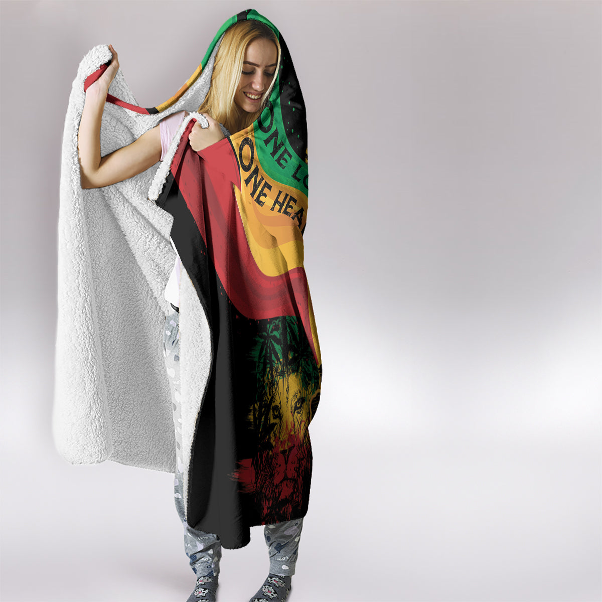 Reggae Day Hooded Blanket One Love One Heart