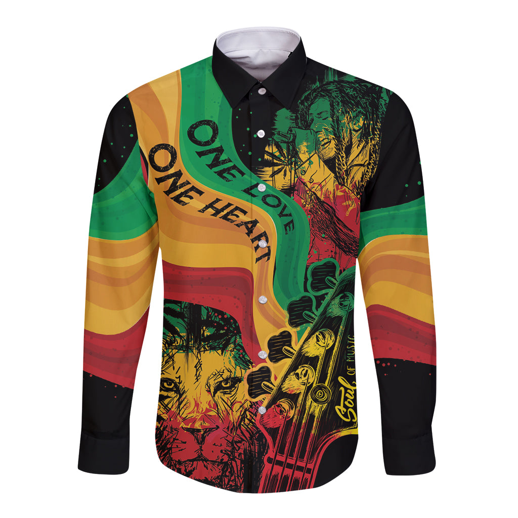 Reggae Day Long Sleeve Button Shirt One Love One Heart - Wonder Print Shop