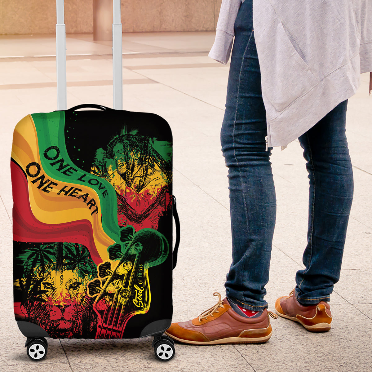 Reggae Day Luggage Cover One Love One Heart