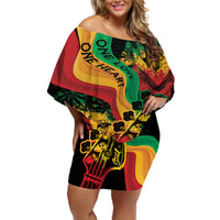Reggae Day Off Shoulder Short Dress One Love One Heart - Wonder Print Shop