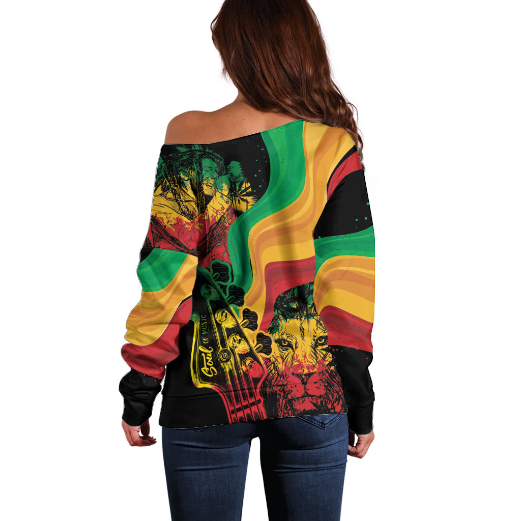 Reggae Day Off Shoulder Sweater One Love One Heart - Wonder Print Shop