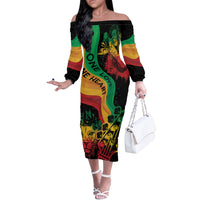 Reggae Day Off The Shoulder Long Sleeve Dress One Love One Heart - Wonder Print Shop