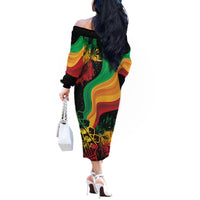 Reggae Day Off The Shoulder Long Sleeve Dress One Love One Heart - Wonder Print Shop