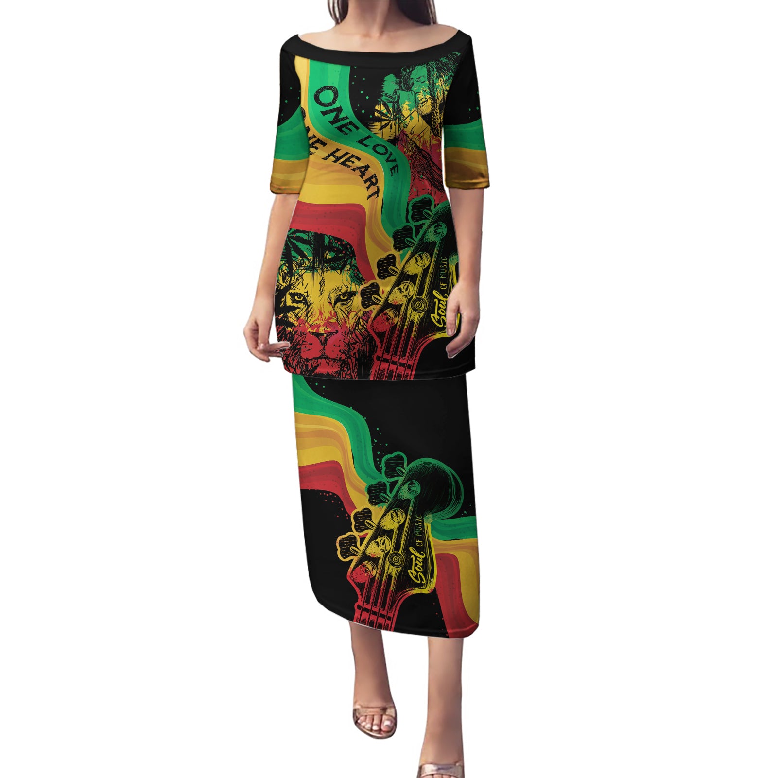 Reggae Day Puletasi One Love One Heart - Wonder Print Shop