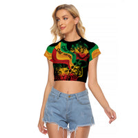 Reggae Day Raglan Cropped T Shirt One Love One Heart - Wonder Print Shop