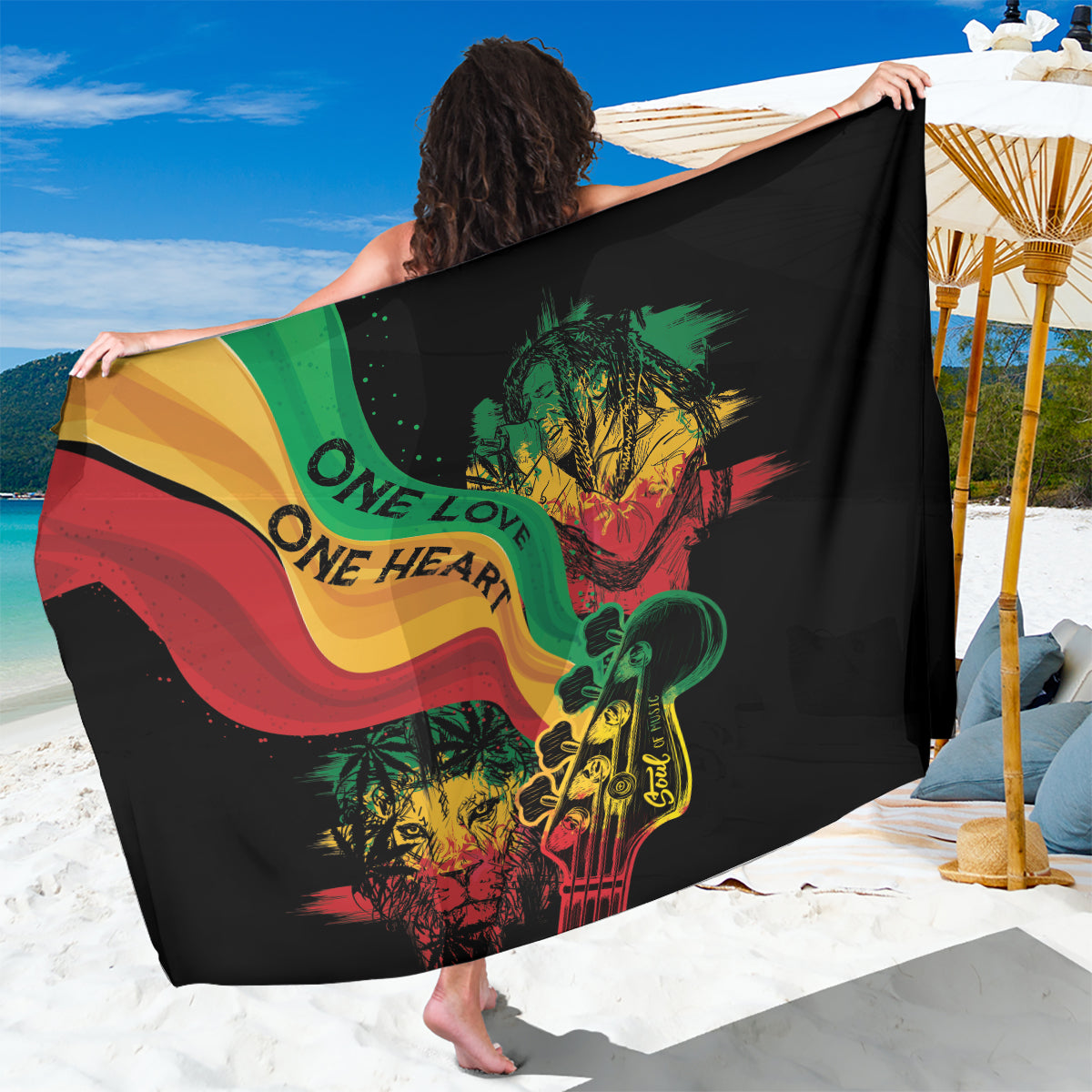 Reggae Day Sarong One Love One Heart - Wonder Print Shop