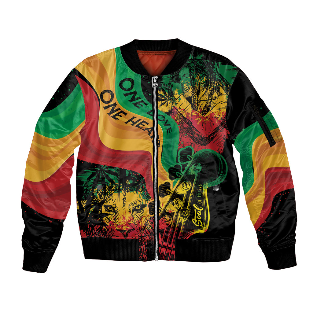 Reggae Day Sleeve Zip Bomber Jacket One Love One Heart - Wonder Print Shop