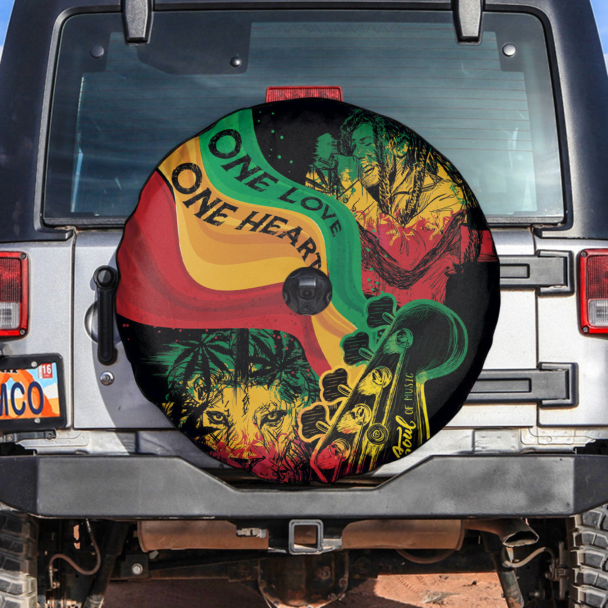 Reggae Day Spare Tire Cover One Love One Heart - Wonder Print Shop