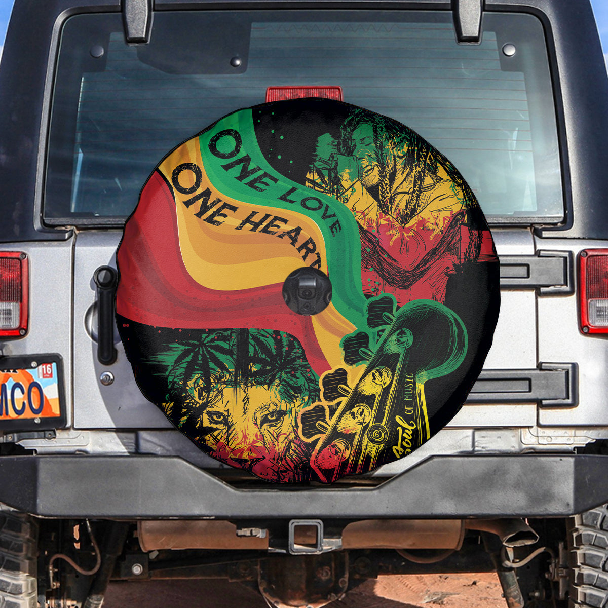 Reggae Day Spare Tire Cover One Love One Heart