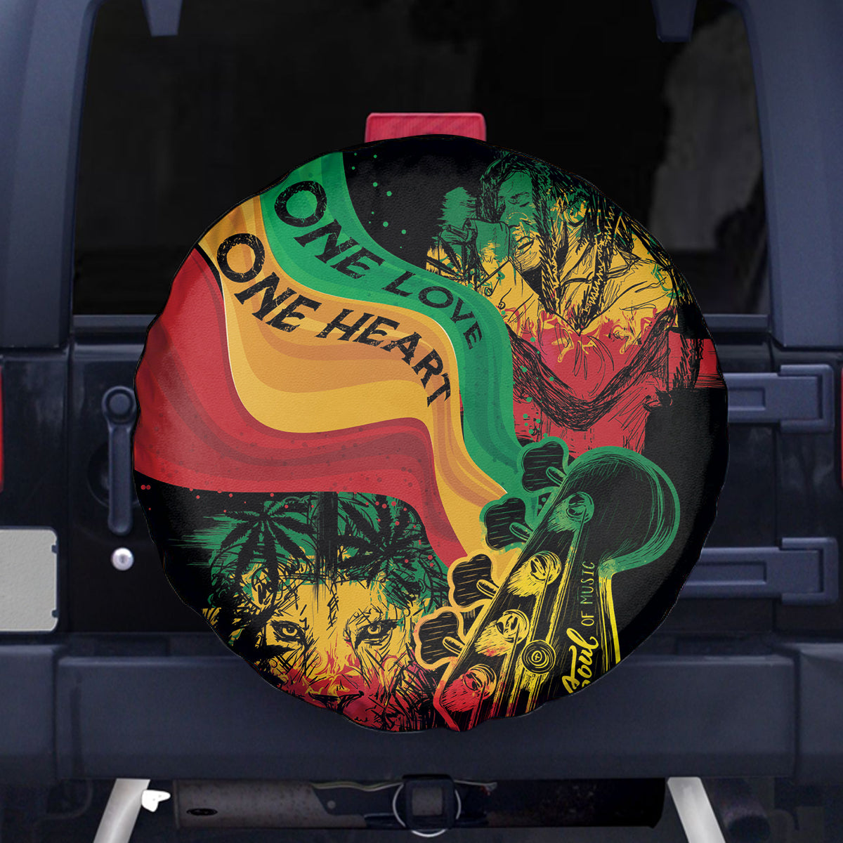 Reggae Day Spare Tire Cover One Love One Heart - Wonder Print Shop