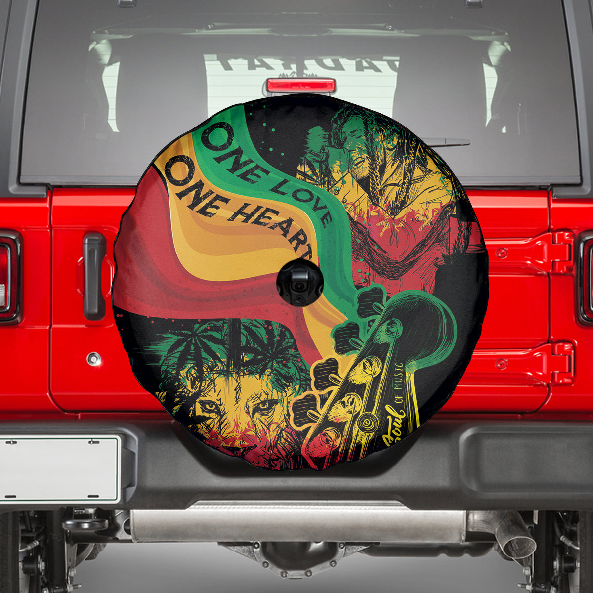 Reggae Day Spare Tire Cover One Love One Heart - Wonder Print Shop