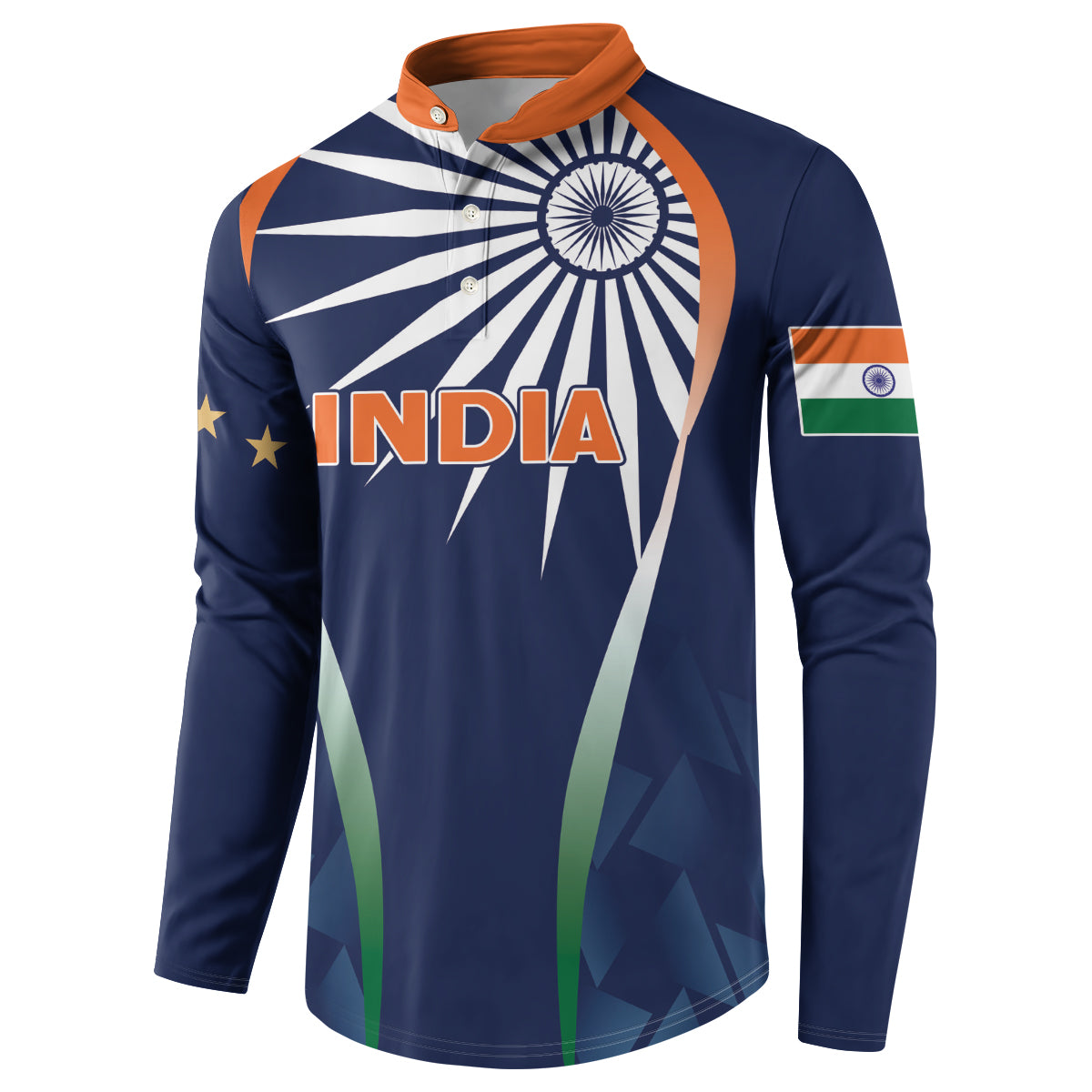 India Cricket World Cup 2024 Button Sweatshirt Men In Blue Dynamic LT7 - Wonder Print Shop