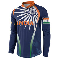 India Cricket World Cup 2024 Button Sweatshirt Men In Blue Dynamic LT7 - Wonder Print Shop