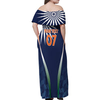 India Cricket World Cup 2024 Family Matching Off Shoulder Maxi Dress and Hawaiian Shirt Men In Blue Dynamic LT7 - Wonder Print Shop