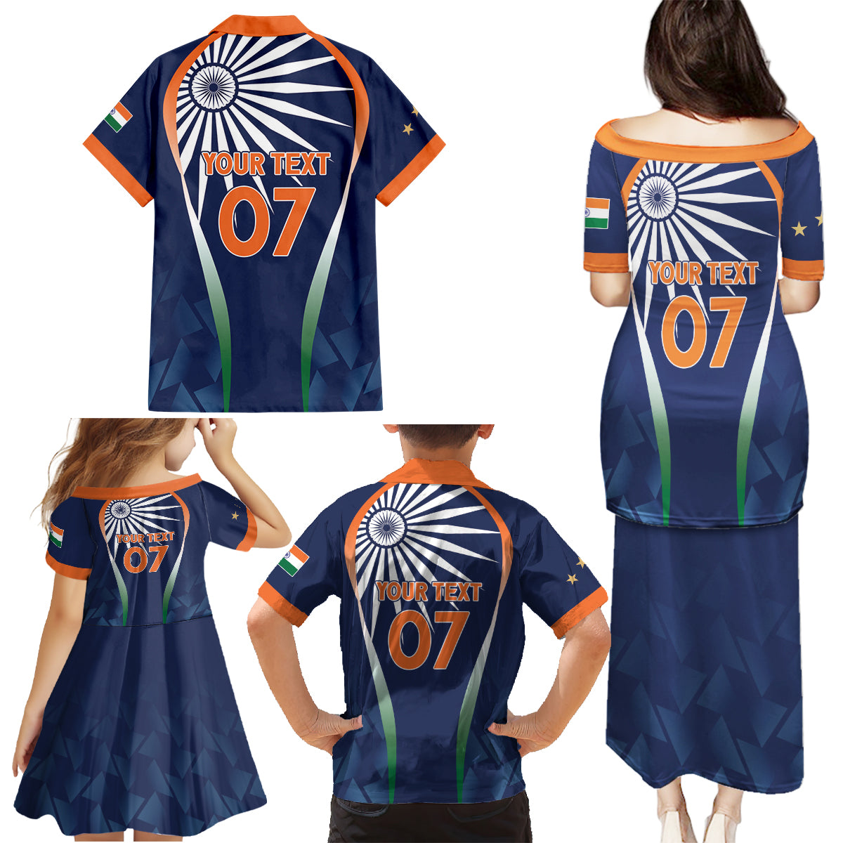 India Cricket World Cup 2024 Family Matching Puletasi and Hawaiian Shirt Men In Blue Dynamic - Wonder Print Shop