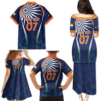 India Cricket World Cup 2024 Family Matching Puletasi and Hawaiian Shirt Men In Blue Dynamic - Wonder Print Shop