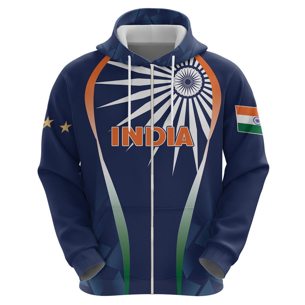 India Cricket World Cup 2024 Hoodie Men In Blue Dynamic - Wonder Print Shop